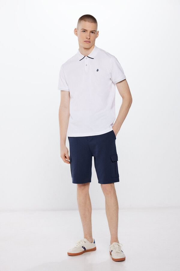 Springfield Polo piqu&eacute; slim fit contrastes blanco