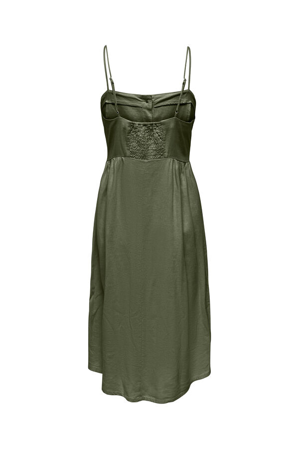 JDY Vestido de lino midi kaki