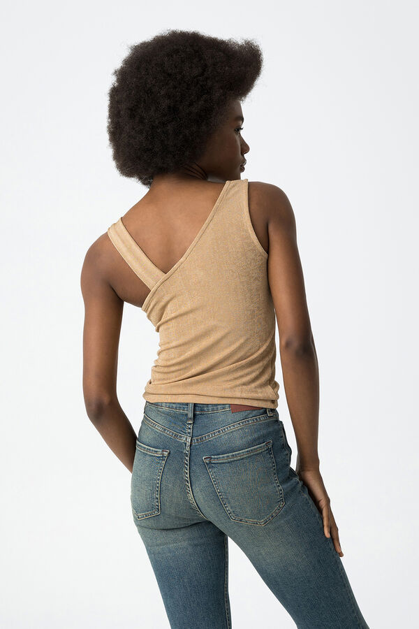 Tiffosi Camiseta de tirantes asim&eacute;trica con apliques tostado