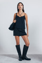 Springfield Falda corta vaquera tachas negro
