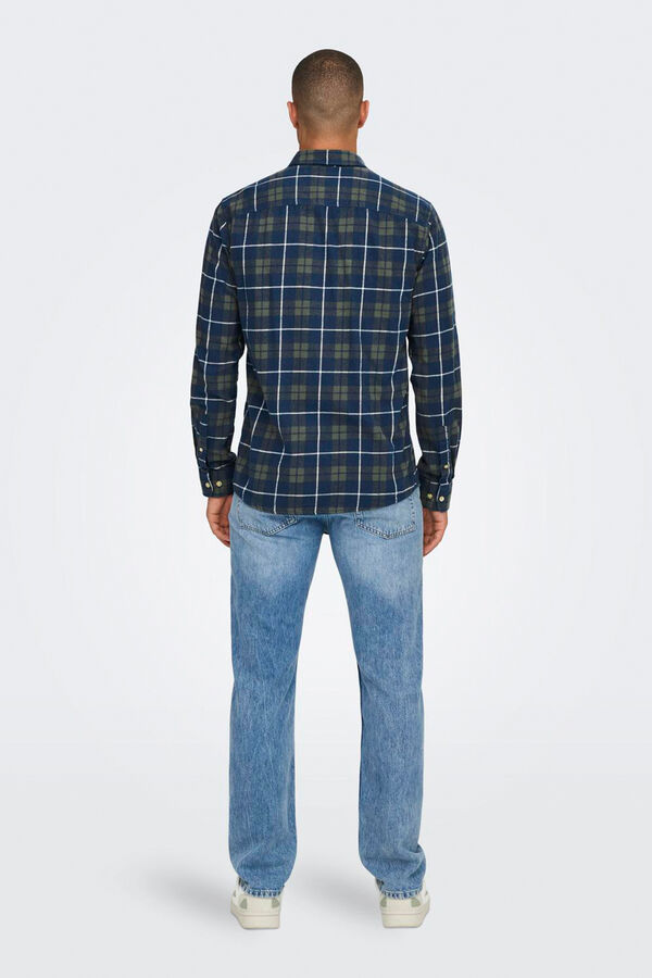 Only & Sons Camisa cuadros slim fit verde