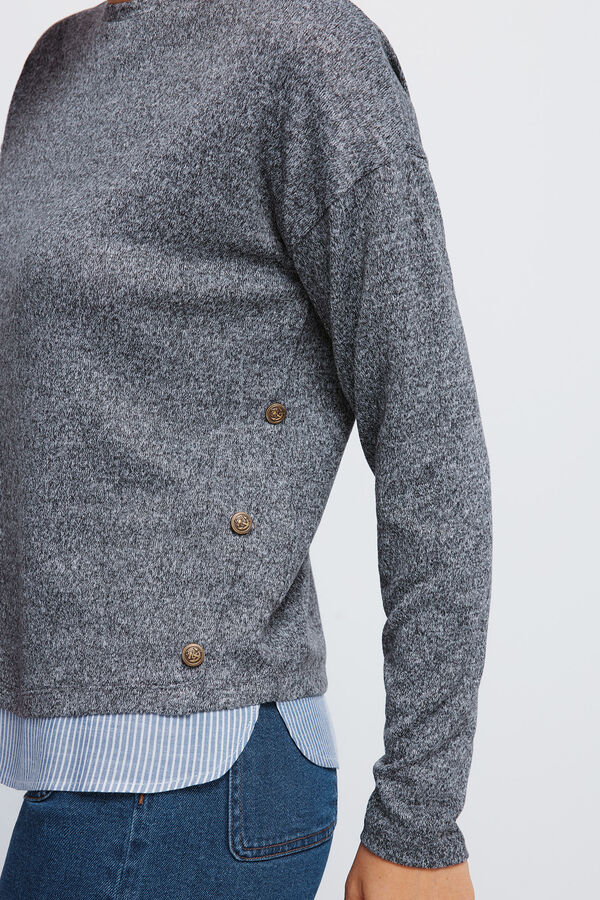 Springfield T-shirt combinada com bot&otilde;es laterais cinzento