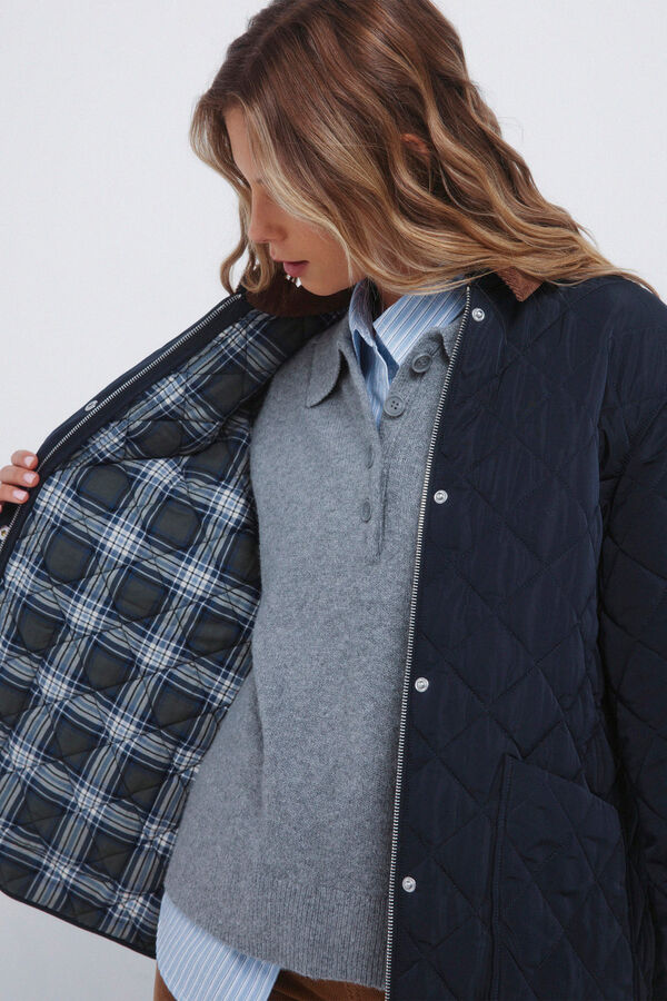 Springfield Chaqueta acolchada cuello pana azul