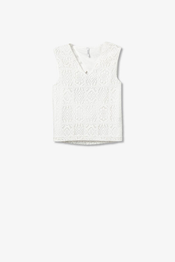 Tiffosi Blusa Bordada Inglesa con Apertura blanco