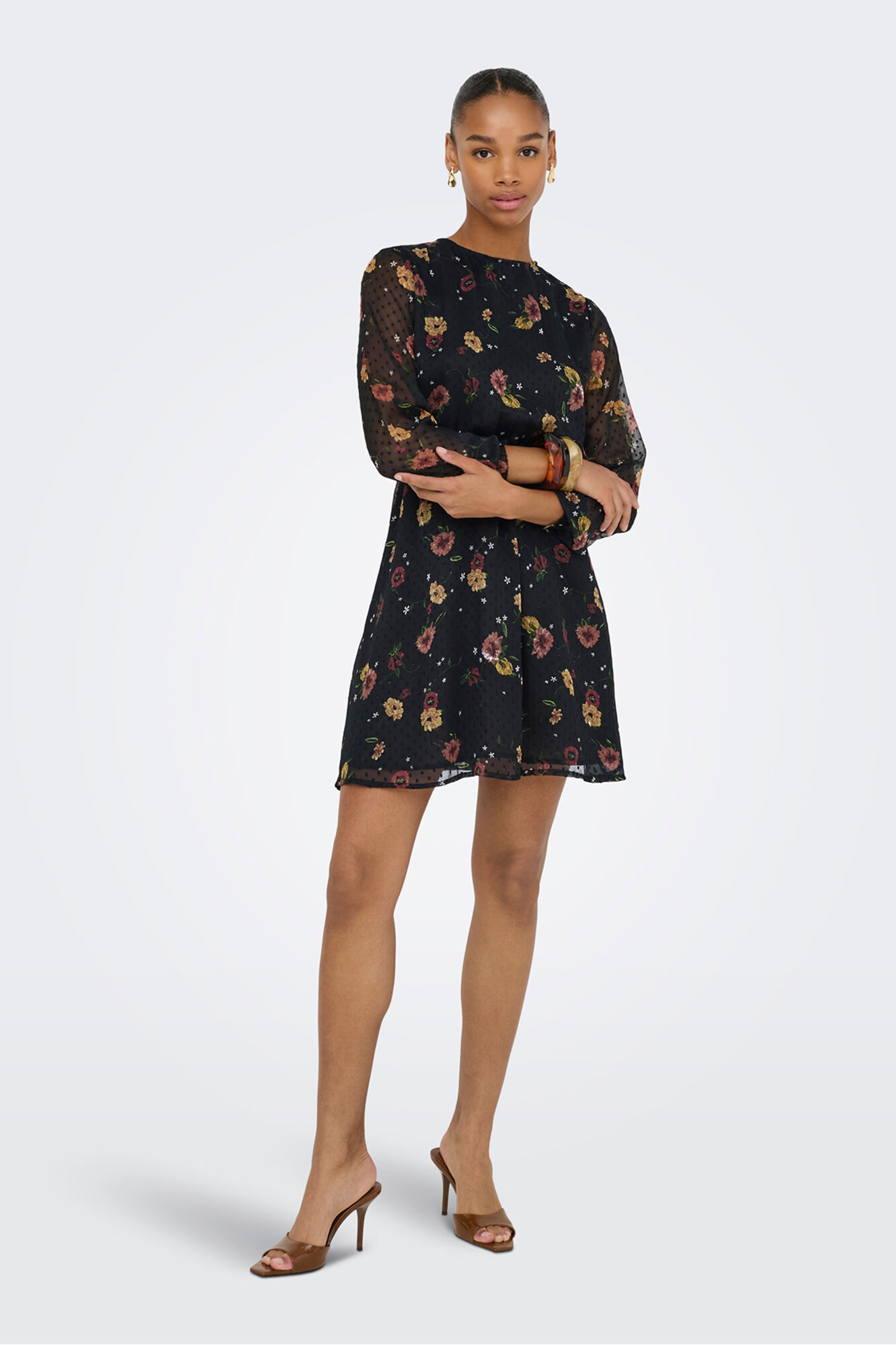 Only Vestido corto de gasa print floral