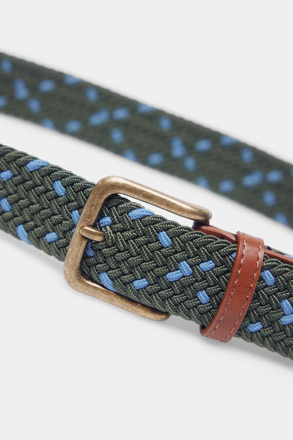 Springfield Cintur&oacute;n trenzado monocolor con cruz en contraste kaki