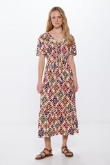 Springfield Vestido Midi Escote Lazo estampado