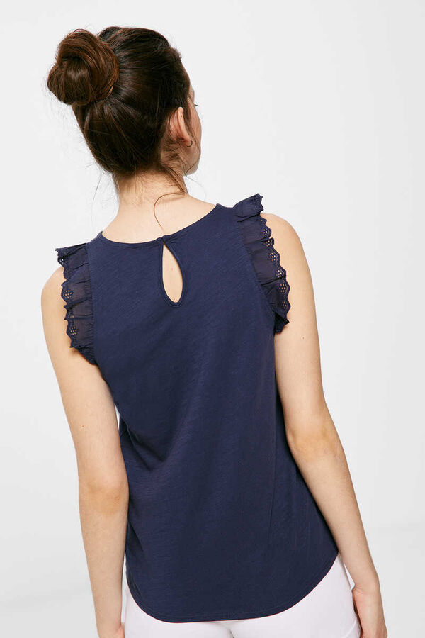 Springfield Camiseta Volantes Bordado Suizo Sisa azul