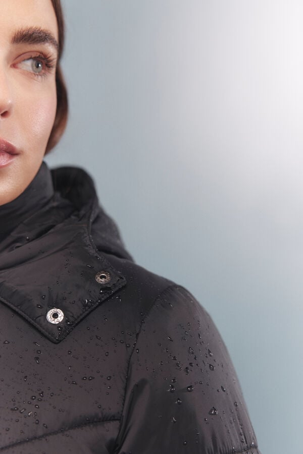 Springfield Chaqueta acolchada capucha pelo Sorona Aura negro