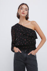 Springfield Blusa asim&eacute;trica negro