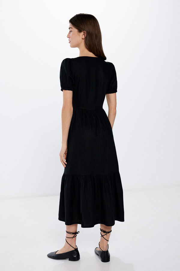 Springfield Vestido Midi Lino  negro