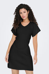 Only Vestido curto canelado preto