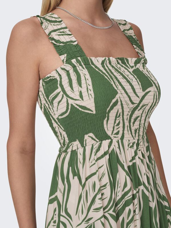 JDY Vestido largo detalle fruncido verde