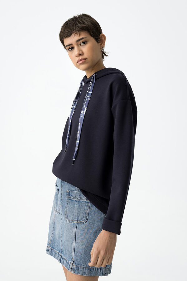 Tiffosi Moletom com capuz estampado com cord&atilde;o azul