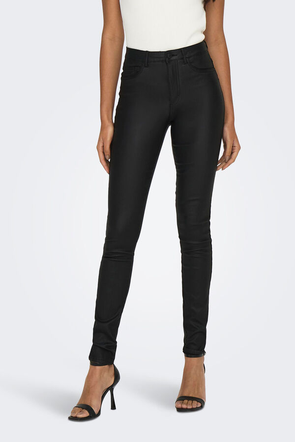 Only Calça skinny com efeito encerado preto