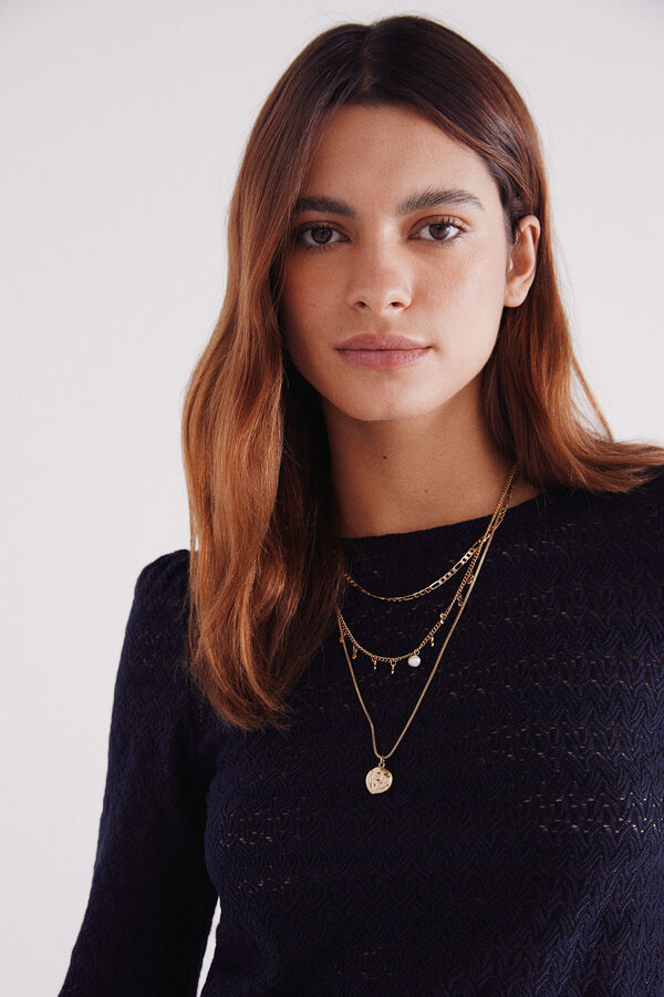 Springfield Camiseta estructura crochet azul