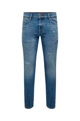 Only & Sons Jeans slim fit com detalhe rasgado. azul