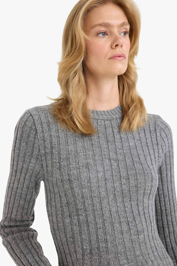 DeFacto Vestido mini manga larga gris