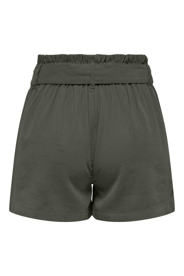 Only Shorts cintura alta com laçada cinzento