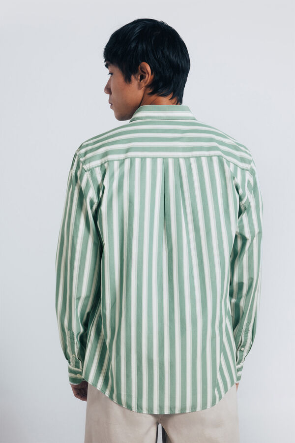 Springfield Camisa de popelina riscas verde