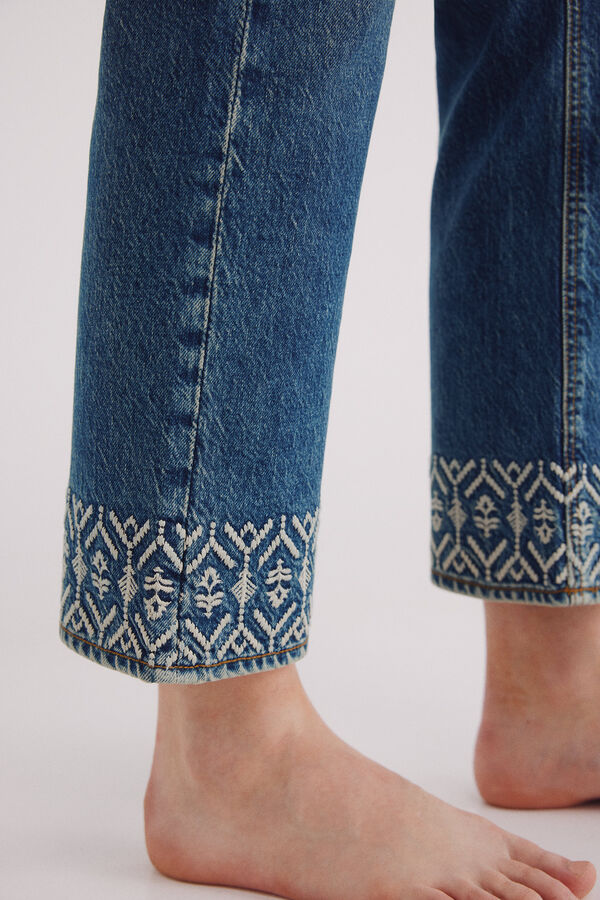 Springfield Jeans bajo bordados azul