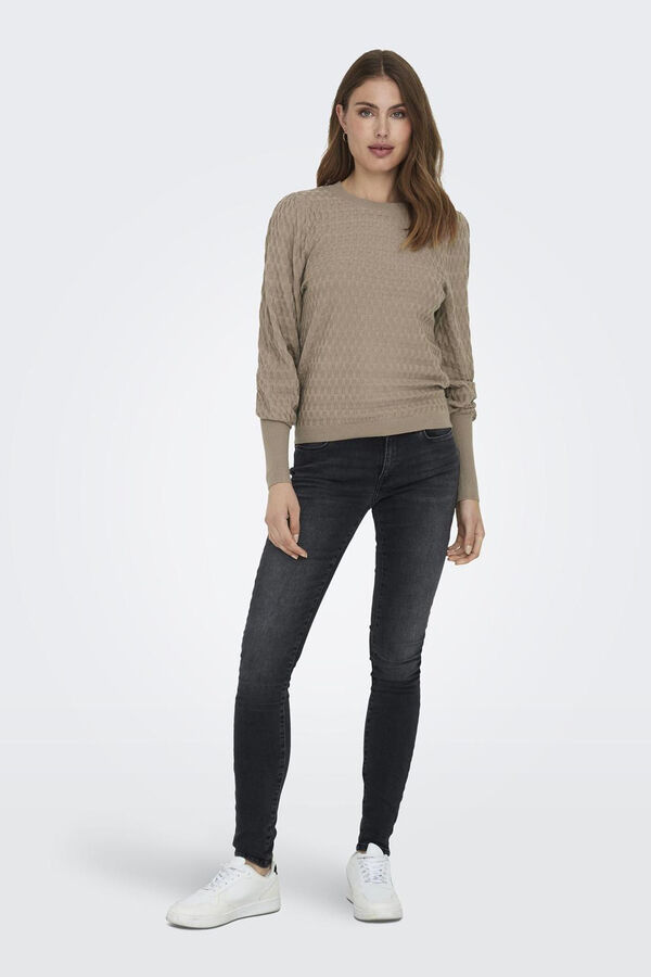 Only Camisola de malha entran&ccedil;ada verde