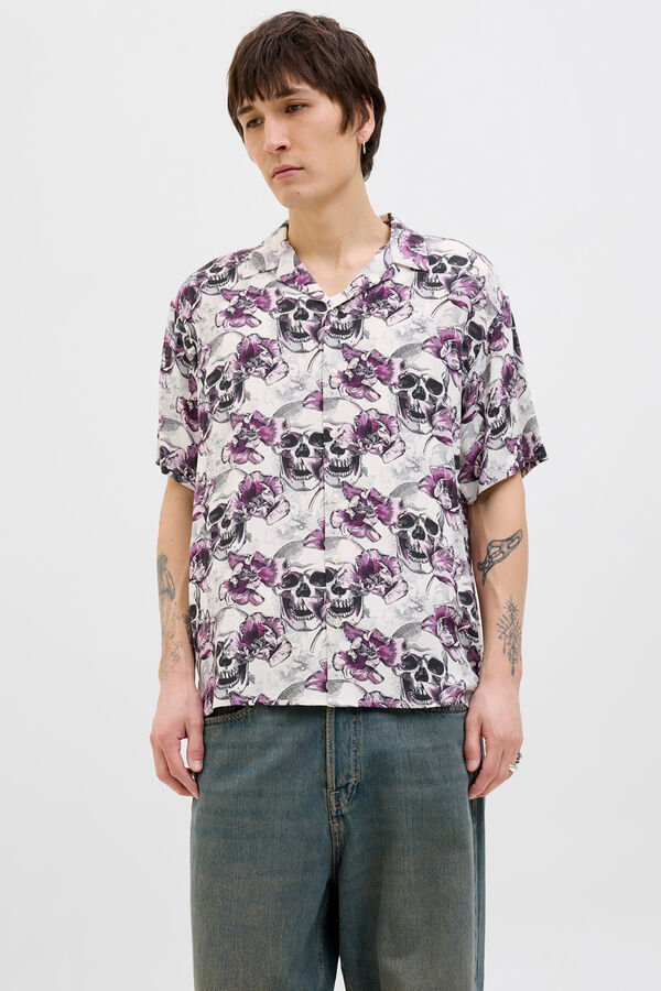 Jack & Jones Camisa relaxed fit estampada fucsia