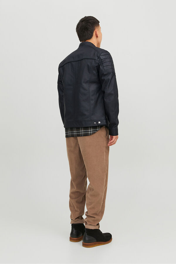 Jack & Jones Cazadora biker efecto piel negro