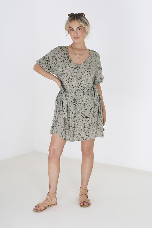 Brave Soul Vestido curto com botões bege