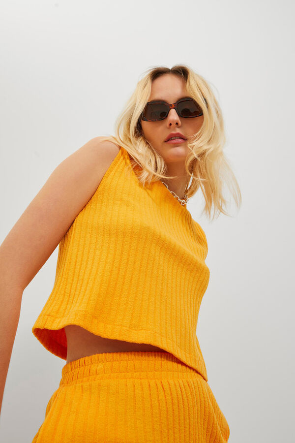 Jack & Jones T-shirt canelada de manga cava vermelho