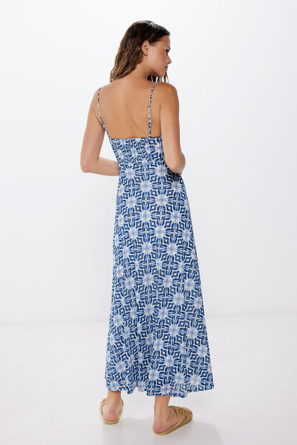 Springfield Vestido midi estampado geom&eacute;trico azul