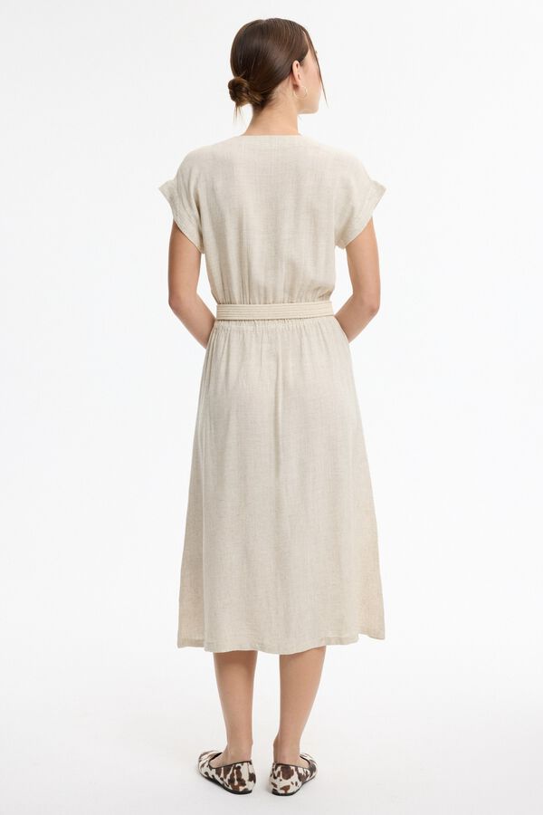 Inside Vestido midi efecto lino blanco