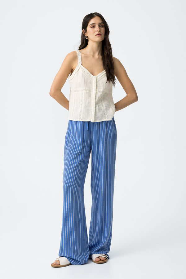 Tiffosi Calças riscas esvoaçantes azul