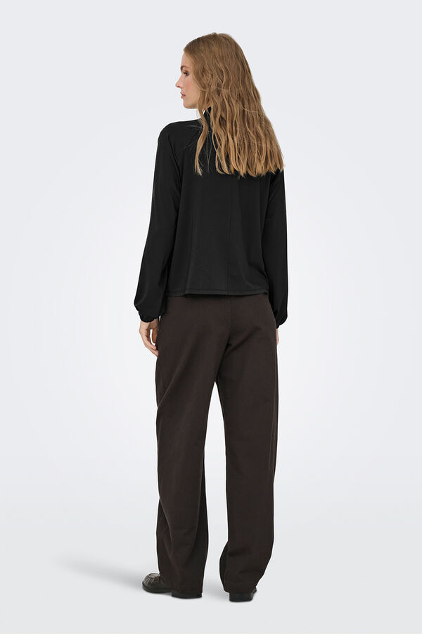 JDY Blusa manga larga fluida negro