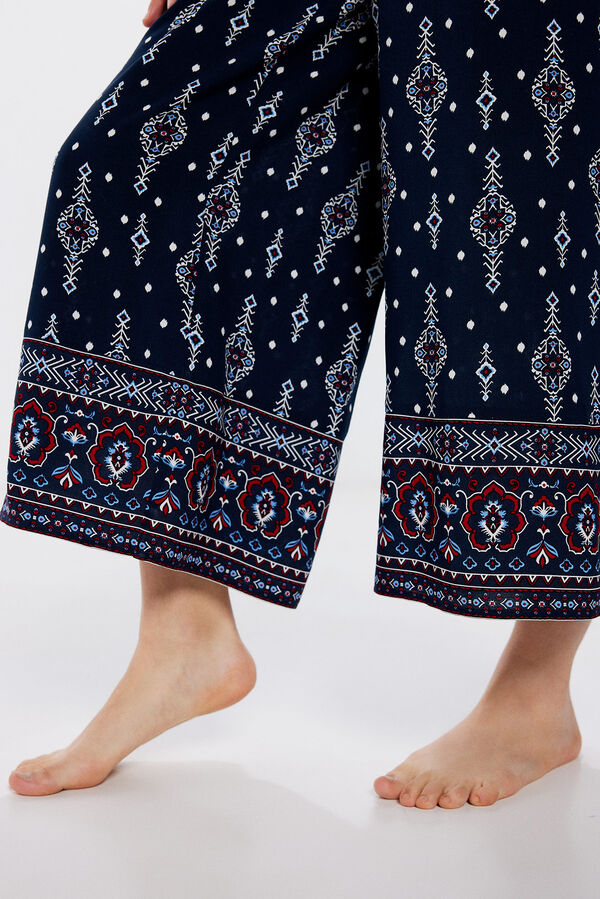 Springfield Pantal&oacute;n Fluido Estampado azul