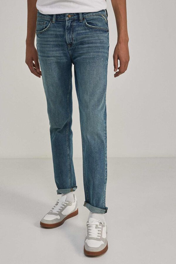 Springfield Jeans slim lavado medio ensuciado turquesa