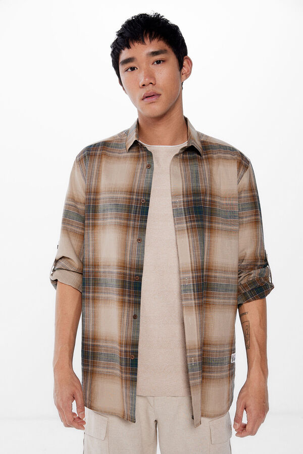 Springfield Camisa leve quadrados castanho