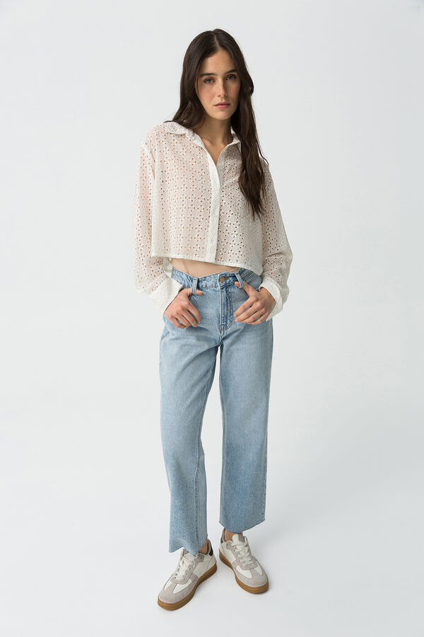 Tiffosi Cal&ccedil;a Jeans Reta Cropped Solange azul