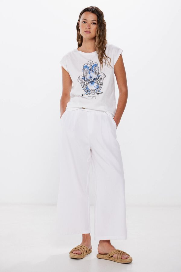 Springfield Camiseta gr&aacute;fica mano f&aacute;tima blanco