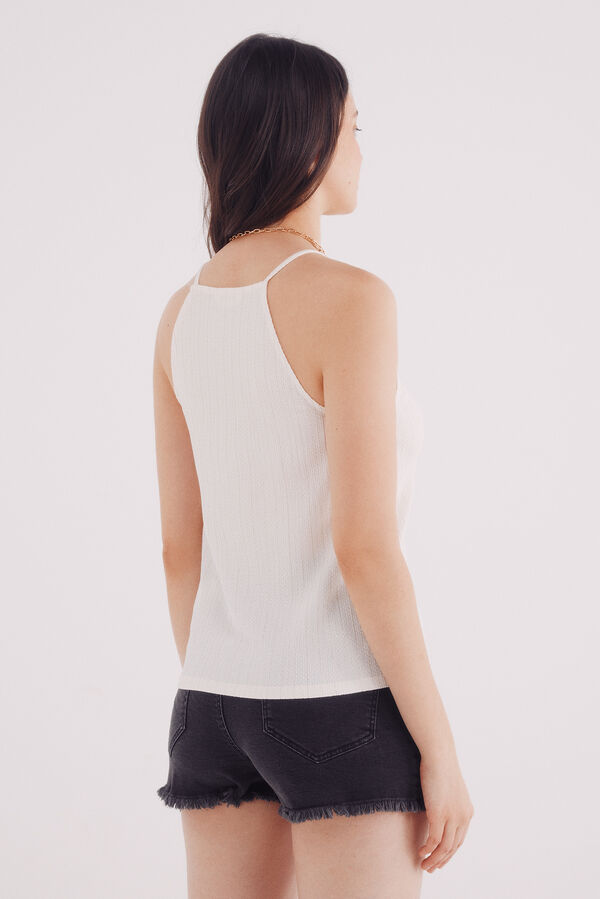 Springfield Top halter com fio dourado bege