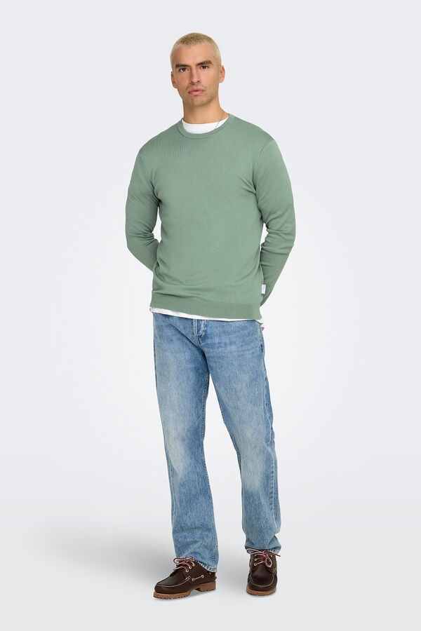 Only & Sons Jersey de hombre de cuello redondo regular fit. verde