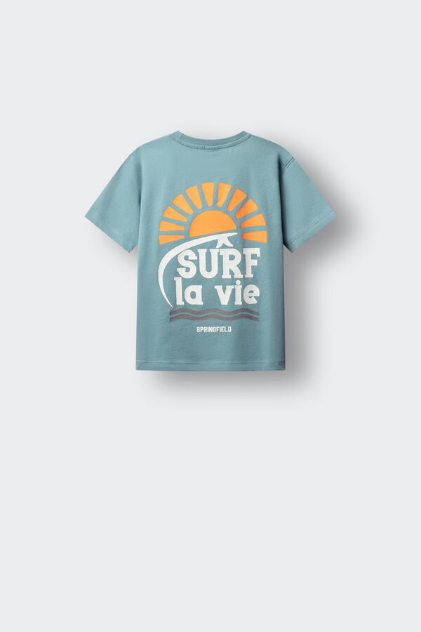 Springfield Kids T-shirt de manga curta "Surf la vie" para menino azul