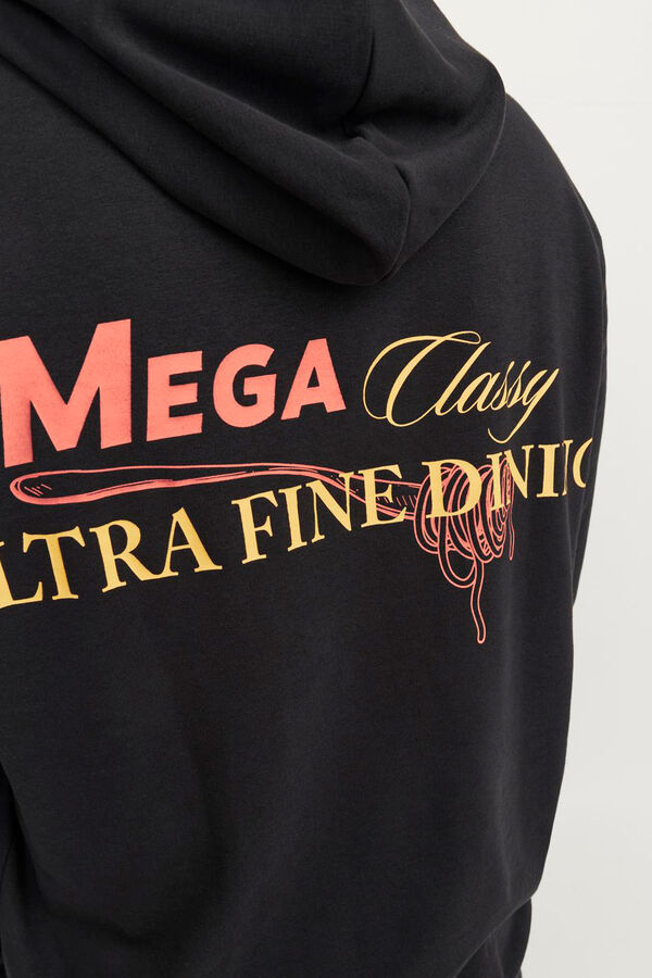 Jack & Jones PLUS Sudadera capucha con dibujo estampado PLUS negro