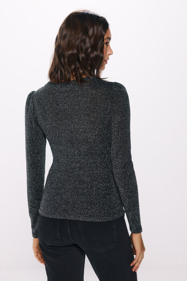 Springfield Camiseta punto cortado lurex negro