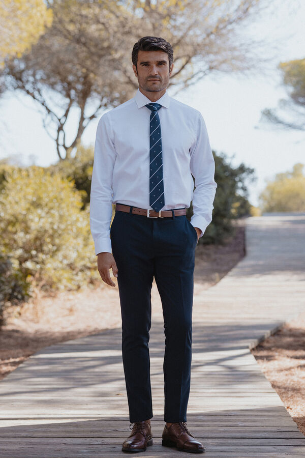 Celopman Camisa Vestir Estilo Liso blanco