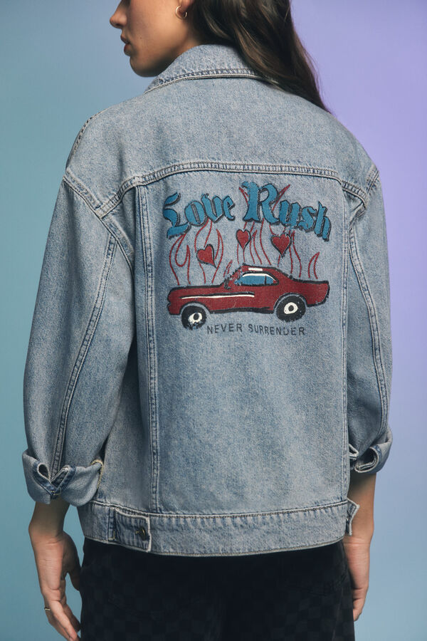 Springfield Cazadora vaquera oversized "Love rush" azul