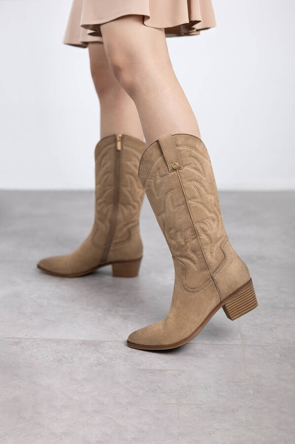 XTI Bota Cowboy Bordado beige