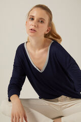 Springfield Camiseta cuello pico l&uacute;rex azul