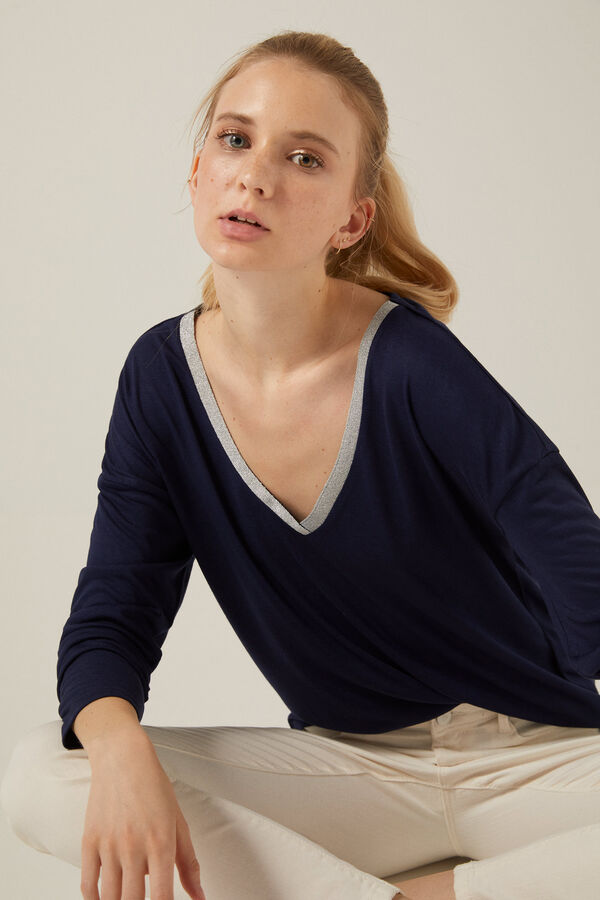 Springfield Camiseta cuello pico l&uacute;rex azul