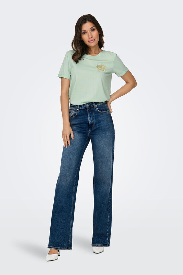 Only Camiseta con bordado verde